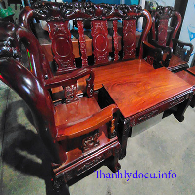 Bộ Bàn Ghế Gỗ Căm Xe Mặt Gỗ